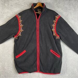 Bob Mackie Wearable Art Size 1X Black Embroidered Soft Fleece Jacket